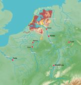 Nederland en de bovenlanden. In de twaalfde eeuw was van Nederland in de huidige betekenis geen sprake. Het bestond bij gratie van de bovenlanden waar zich belangrijke centra van macht en cultuur bevonden. Via de rivierlopen en korte oversteken tussen het stroomgebied van bijvoorbeeld de Lippe, de Eems en de Weser, of de Sambre, de Maas en de zijrivieren van de Seine waren deze centra over water bereikbaar.