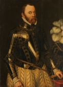 Filips II van Montmorency-Nivelle, graaf van Horn op 42-jarige leeftijd. Filips II van Montmorency (1524-1568) was lid van de Raad van State en admiraal der Nederlanden in de periode 1558-1567. Om de hals draagt hij een gouden ketting met het embleem van de Orde van het Gulden Vlies.