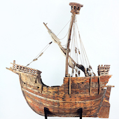 Mataró-model. Houten scheepsmodel, begin vijftiende eeuw.