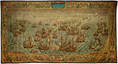 De Slag bij Rammekens, 1572. Het tapijt is onderdeel van een reeks wandtapijten die in de periode 1593-1604 in opdracht van de Staten van Zeeland is vervaardigd. De reeks toont de cruciale wapenfeiten uit de strijd tegen de Spanjaarden in de Zeeuwse wateren in de beginjaren van de Opstand tegen het Spaanse gezag. Na de inname van Den Briel sluit ook een groot deel van Zeeland zich aan bij de Opstand. Tussen 11 en 14 juni 1572 weten Zeeuwse schepen deels een omvangrijke Spaanse vloot uit te schakelen bij fort Rammekens, niet ver van Vlissingen.