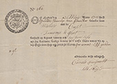 Maandbrief. Het document staat op naam van Jacobus François, matroos varende voor de Admiraliteit van het Noorderkwartier met het schip <em>’t Huijs te Warmeloo</em>, 1715.