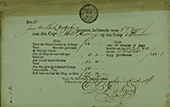 Restantbrief. De restantbrief was de eindafrekening na beëindiging van het dienstverband van de zeeman of zeesoldaat. Deze is uit 1745, van Jonas Michielsz, tweede kuiper varende voor de Admiraliteit van het Noorderkwartier op de <em>Ramhorst</em>.