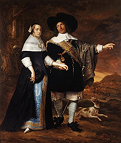 Willem van der Zaan (1621-1669), schout-bij-nacht. Portret van het echtpaar Van der Zaan. De zeeofficier Willem van der Zaan nam deel aan tal van zeeslagen in dienst van de Admiraliteit van Amsterdam, in veel gevallen onder Michiel de Ruyter. Hij liet zich met echtgenote Agatha (Aechje) van der Eijck portretteren als een edelman tijdens een wandeling. Hij stierf in 1669 door een kogel van een Noord-Afrikaans kaperschip.