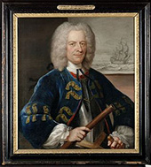 Cornelis Schrijver (1687-1768), kapitein-ter-zee. Portret van Cornelis Schrijver, kapitein-ter-zee, later viceadmiraal (1744) en luitenant-admiraal (1748) bij de Admiraliteit van Amsterdam. Schrijver spande zich in om de kwaliteit van de Nederlandse zeemacht te verbeteren.