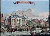 Admiraliteitshof Rotterdam. Gezicht op het in de jaren 1640 nieuw gebouwde Prinsenhof aan de Spaansekade bij de Oudehaven.