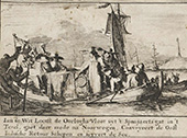 Raadpensionaris Johan de Witt (1625-1672) verricht een loding. Johan de Witt controleert bij Texel persoonlijk of de diepte voldoende is voor de zware oorlogsschepen, 1665.