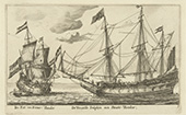 Twee bewapende koopvaarders. De <em>Kat</em>, een ‘frans-vaerder’ en de <em>Vergulde Dolphijn</em>, een ‘straets-vaerder’. Straatvaarders voeren door de Straat van Gibraltar om handel te drijven in de Middellandse Zee. De Directie van de Levantse Handel vaardigde richtlijnen uit voor de bescherming van deze schepen.