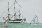 Het Friese fregat <em>Eendracht</em>. In 1771-1772 maakte de <em>Eendracht</em> van de Admiraliteit van Friesland een reis naar Algiers om geschenken voor de dey af te leveren.