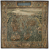 Het beleg van Zierikzee, 1576. Het tapijt is één van de wandtapijten die in de periode 1593-1604 in opdracht van de Staten van Zeeland zijn vervaardigd. De reeks toont de cruciale wapenfeiten uit de strijd tegen de Spanjaarden in de Zeeuwse wateren in de beginjaren van de Opstand tegen het Spaanse gezag. Hier is het beleg van Zierikzee in 1576 afgebeeld.