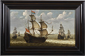 De <em>Aemilia</em> en andere schepen voor Duinkerke. Het schip diende als vlaggenschip van luitenant-admiraal Maerten Tromp tijdens de twee zeeslagen met de Spaanse vloot die in 1639 plaatsvonden bij Duinkerke en bij Duins (The Downs), voor de Engelse kust.
