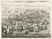 Vierdaagse Zeeslag, 1666. De Vierdaagse Zeeslag tussen de Nederlandse vloot onder admiraal Michiel de Ruyter en de Engelse vloot onder admiraal George Monck, 11-14 juni 1666. Op de achtergrond de Vlaamse kust.