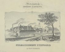 Etablissement Fijenoord. Het Etablissement Fijenoord in Rotterdam in de jaren veertig van de negentiende eeuw.