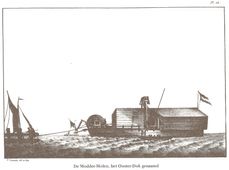 Moddermolen <em>Oosterdok</em>. De moddermolen <em>Oosterdok</em> was rond 1830 een van de zeven moddermolens die werden ingezet om de Amsterdamse getijdehaven op diepte te houden. De molens konden tot ca 4,50 meter bagger ophalen, aangedreven door 3-6 paarden. 