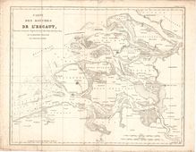 Kaart van de Scheldemonding. De afbeelding is gebaseerd op de kaart van de kusten van Nederland door  mr. Beautemps Beaupré, 1817.