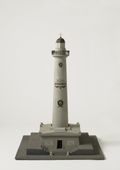 Houten model van een vuurtoren voor Egmond aan Zee. De vuurtoren moest tegelijk dienen als monument voor de zeeheld J.C.J. van Speijk.
