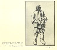 De Commandant van het Schip van Staat. In <em>De Telegraaf</em> werd Colijn op tekeningen van Louis Raemaekers regelmatig in oliegoed of als schipper afgebeeld; zo ook toen de krant na de Troonrede van 19 september 1933 stormweer voorspelde. Pieterse, die in het bijschrift door Colijn gewaarschuwd wordt, is een fictieve kamerbewaarder, met wie hij in de rubriek ‘Spotternij of Sotternij’ regelmatig ‘een gesprek voert’.